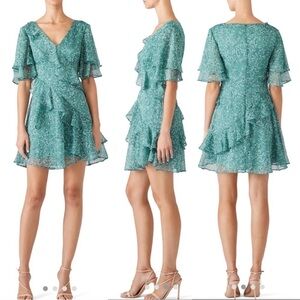 KEEPSAKE mint green ditsy floral Genesis ruffled mini dress